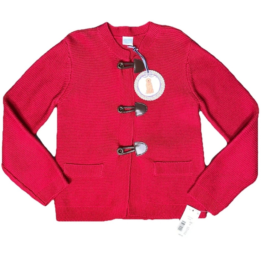 Edgehill Collection Red Knit Toggle Pocket Jacket Sweater NWT 5